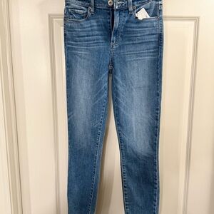 PAIGE Blue Skinny Jeans with Subtle Fading. Hoxton Crop